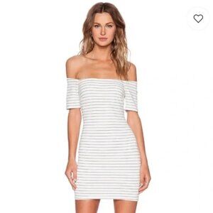 Lucy Paris Black and White Striped Fitted Dress